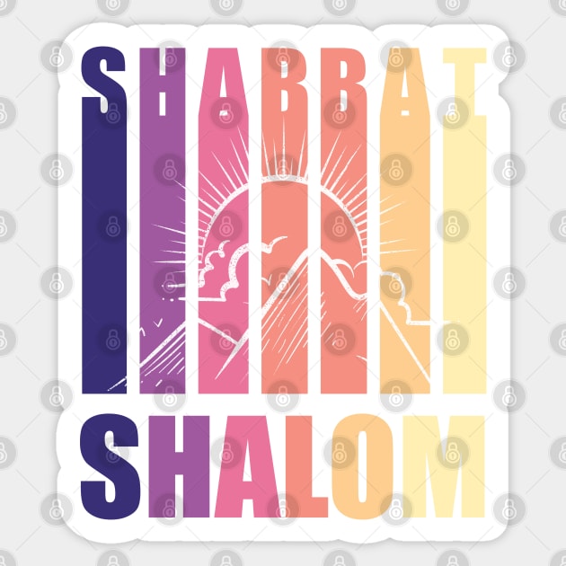 Shabbat Shalom Vintage Sunset on White Sticker by DPattonPD